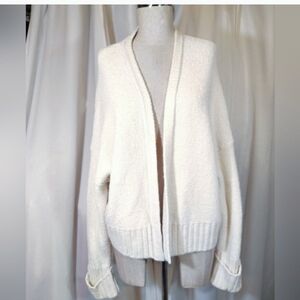 Ambercrombie & Fitch Crop Cardigan Sweater, Women, Off White Knit, Open,Cuffs, M